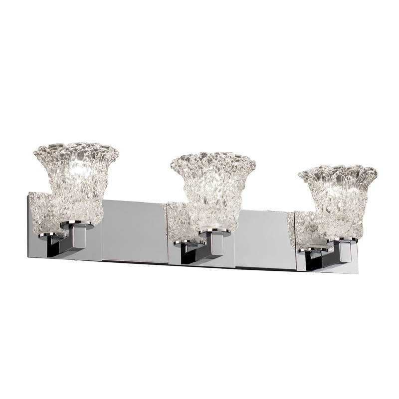 Three Light Bath Bar from the Veneto Luce Collection in Polished Chrome Finish by Justice Designs
