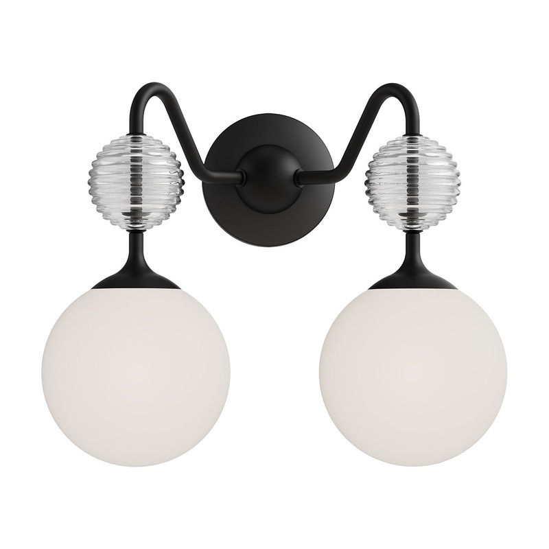 Two Light Vanity from the Celia Collection in Brushed Gold/Opal Glass|Matte Black/Opal Glass Finish by Alora