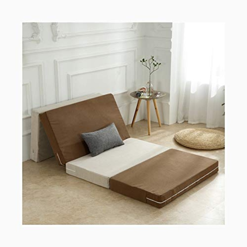 YANGLY 8 Centimetri di Spessore Materasso Pieghevole Multifunzione 4 Fold Materasso for I Giochi di Gioco, Picnic, Yoga, Tatami (Color : Striped Brown, Size : 59x79inch)