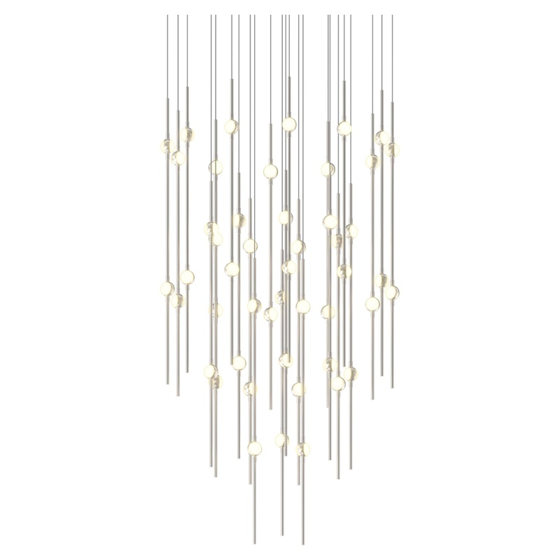 Aries 25″ Round LED Pendant Satin Nickel with White Optical Acrylic 3000K 10′ Adjustable Cord
