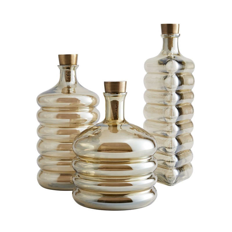 Arteriors 4788 Fiona Decanters Set of 3 Smoke Luster
