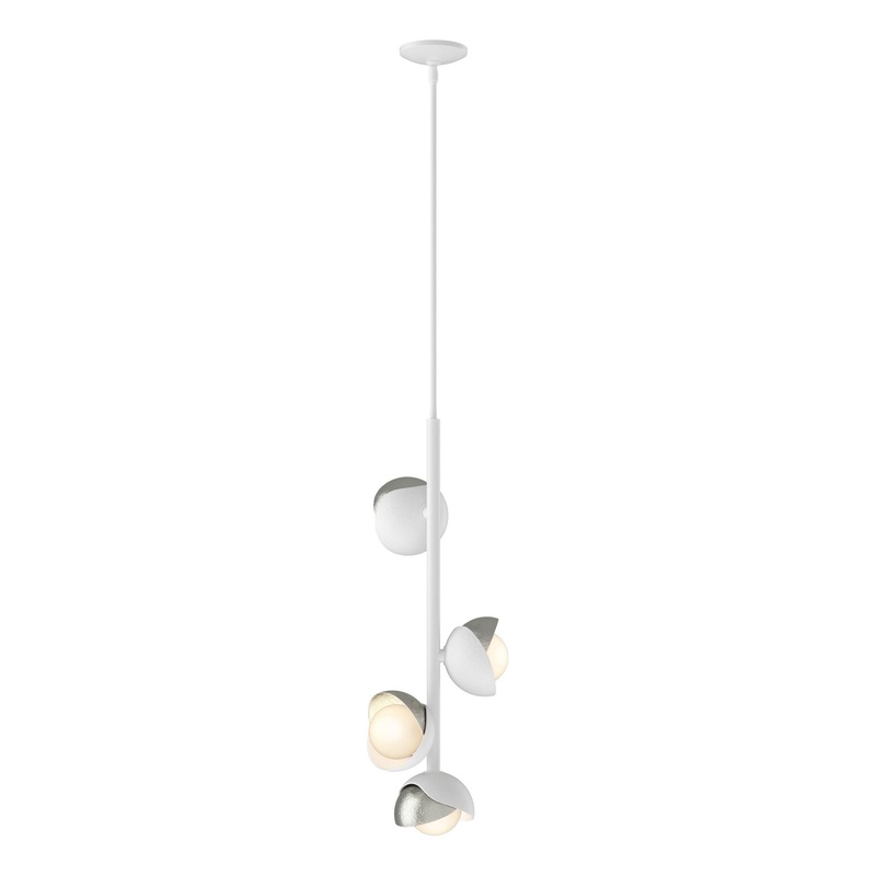 Brooklyn 4-Light Double Shade Vertical Pendant White Sterling