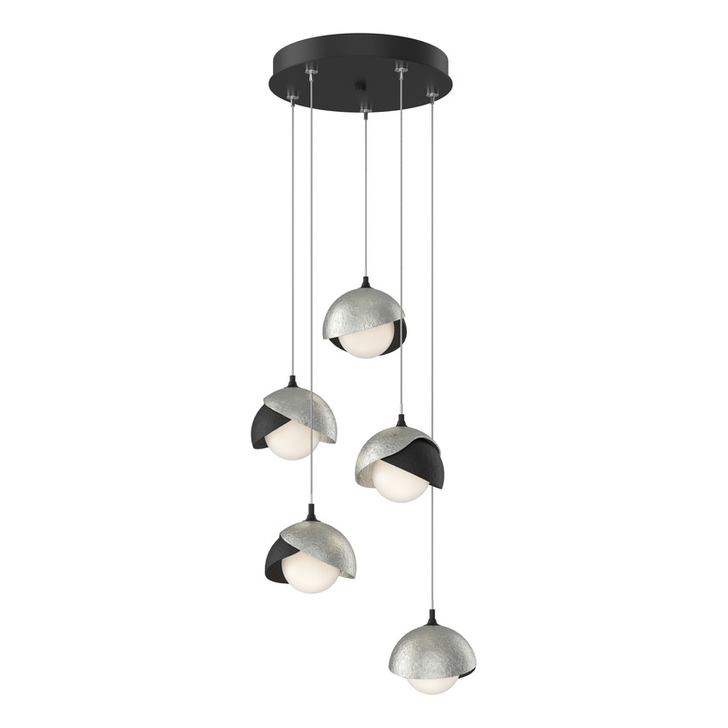 Brooklyn 5-Light Double Shade Pendant Black Sterling