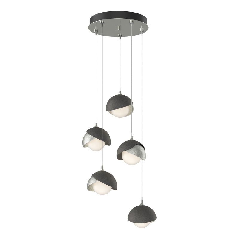 Brooklyn 5-Light Double Shade Pendant Sterling Natural Iron