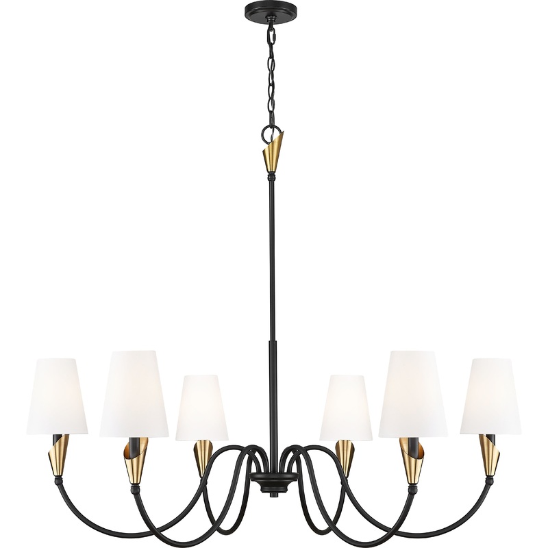 Claudelle 6-Light Chandelier Matte Black + Modern Gold
