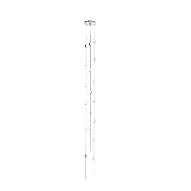 Constellation Andromeda Tall 6″ Round LED Pendant Satin Nickel with White Optical Acrylic 2700K 10′ Adjustable Cord