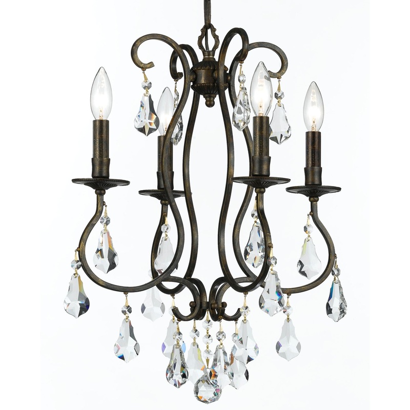 Crystorama 5014-EB-CL-MWP Ashton Four Light Mini Chandelier English Bronze