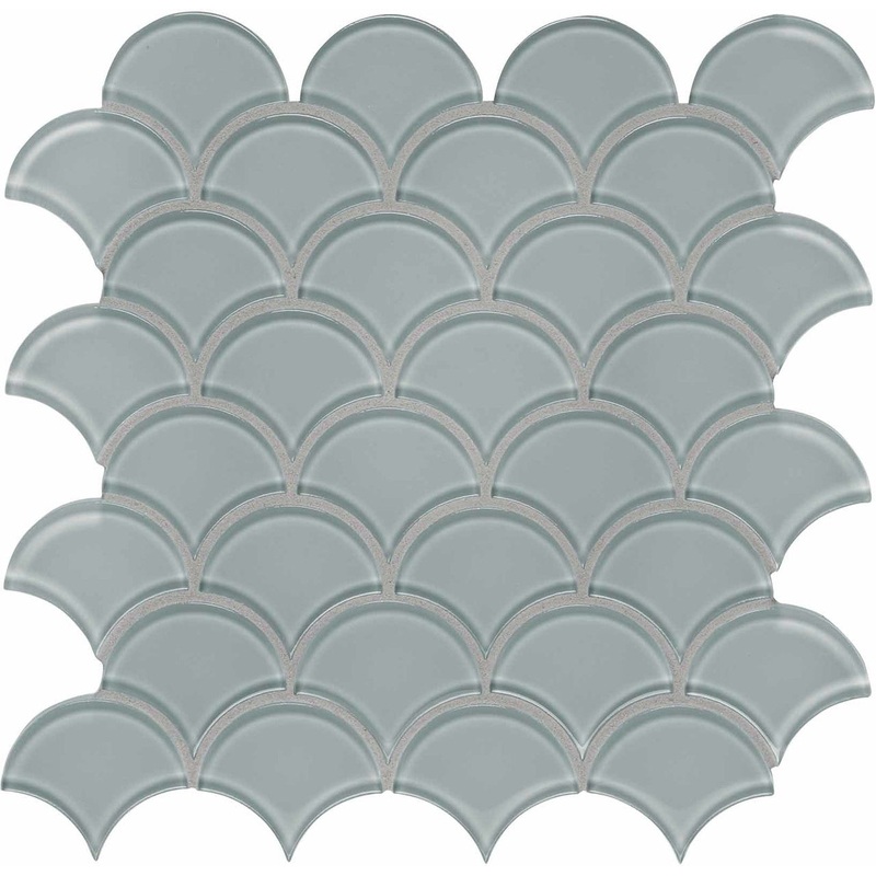 Element Glossy Shadow Scallop Glass Mosaics 1 Sheet = .97 Sq. Ft. (35-112)