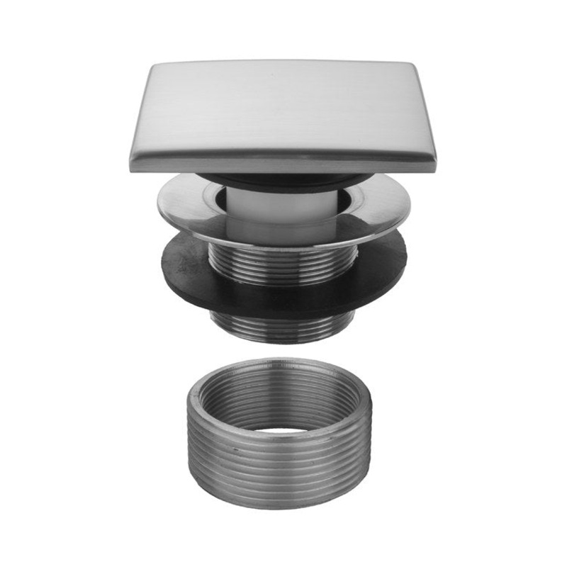 Tub Drain Square Top Toe Control Satin Nickel Brass 3 Inch