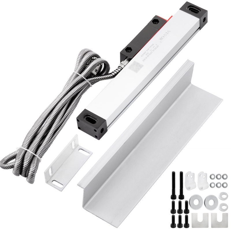 VEVOR 1 Axis Lathe Linear Scale 200mm with Accuracy 0.0002″ Optical Length Precision Linear Scale Aluminum Body for Mill Milling Lathe Machine with Accessories (200mm(8″))