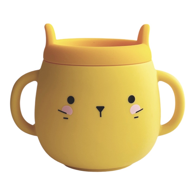 Whisker Wonderland Innovative Hydroponic Cat Grass Growing Mug – Yellow | Soil-Free, Digestion & Hairball Aid, Eco-Friendly Silicone, Reusable