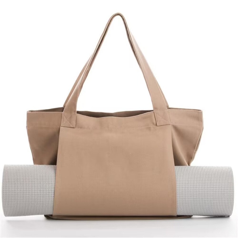 Yoga Mat Tote Bag – Durable Canvas Shoulder Bag for Outdoor Workouts & Travel(Apricot)