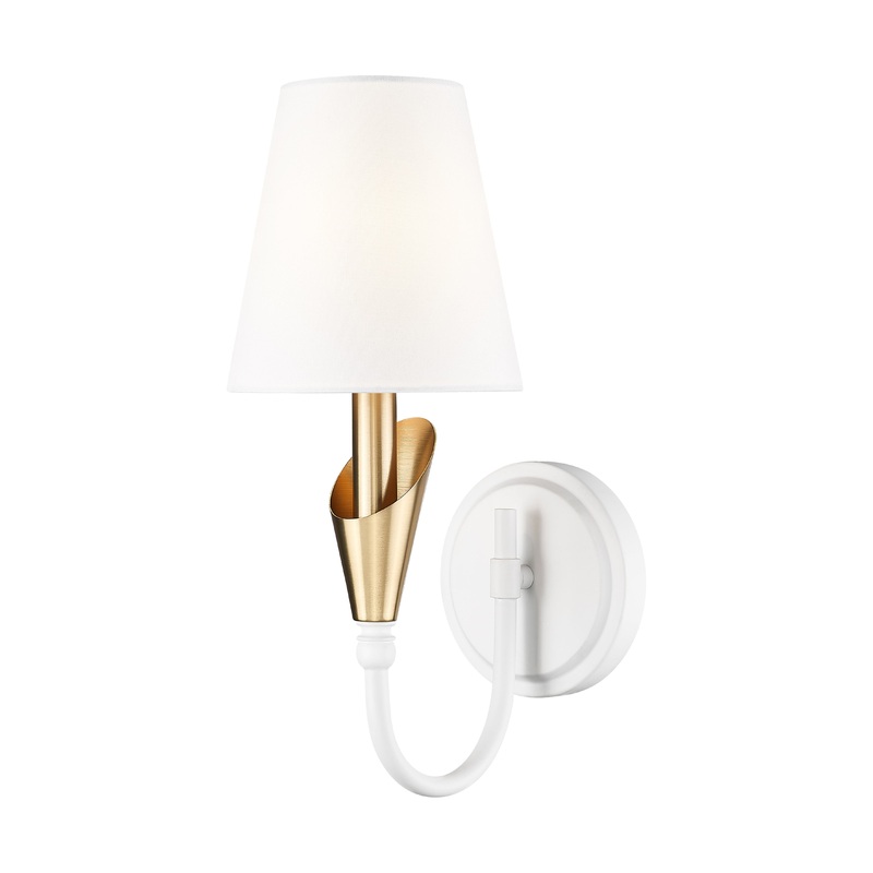 Claudelle 1-Light Wall Sconce Textured White + Modern Gold