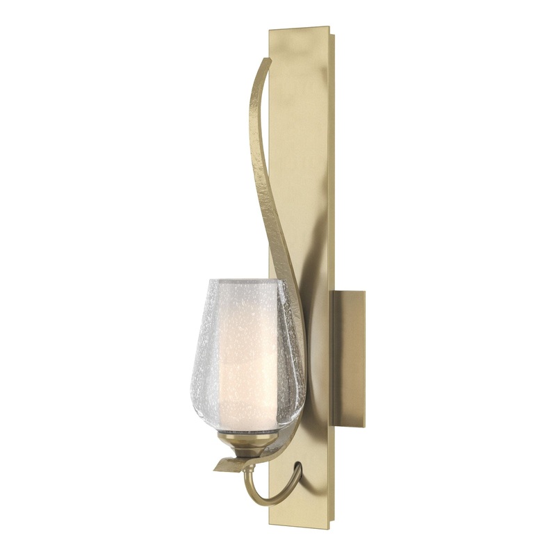 Flora Sconce Modern Brass Seeded Glass with Opal Diffuser (ZS)