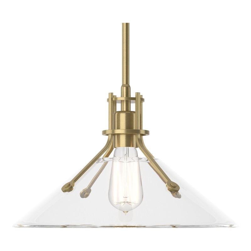 Henry Medium Glass Shade Pendant Modern Brass Clear Glass (ZM)