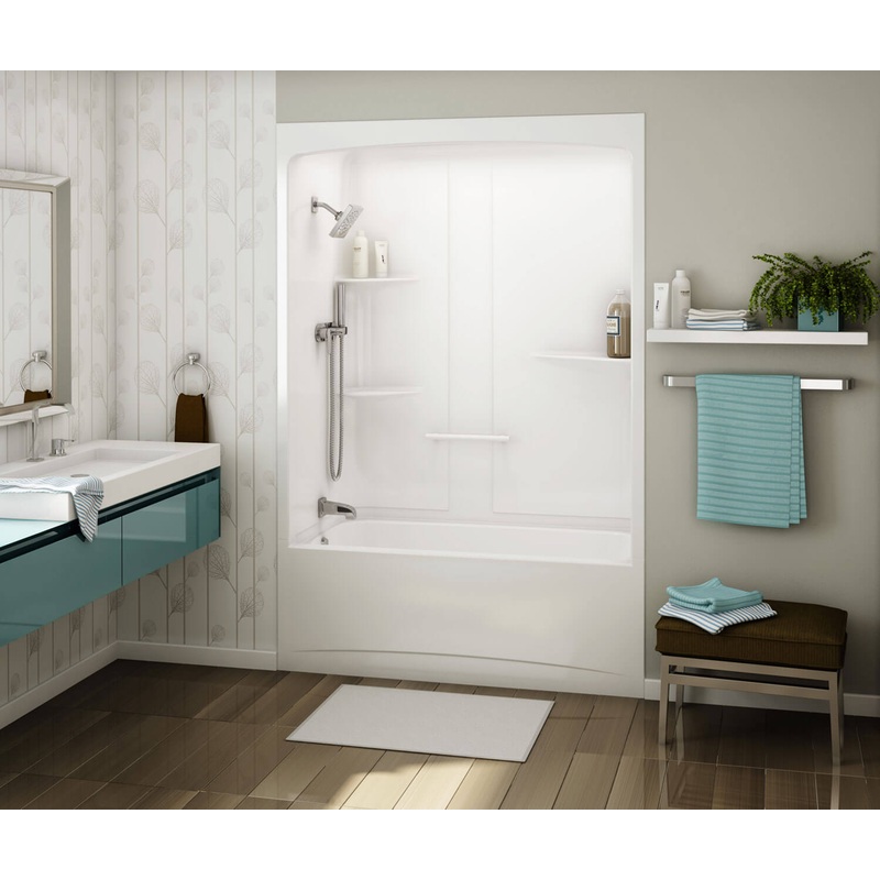 MAAX 107000-R-000-001 Allia TSR-6032 Acrylic Alcove Right-Hand Drain One-Piece Tub Shower in White