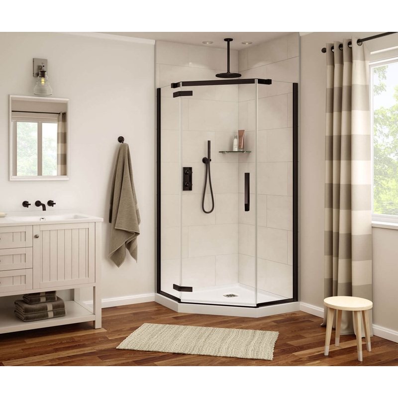 MAAX 139315-900-173-000 Davana Neo-angle 38 x 38 x 75 in. 8mm Pivot Shower Door for Corner Installation with Clear glass in Dark Bronze
