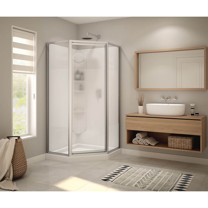 MAAX 300022-000-129-103 Orchid 38 x 38 Polystyrene Center Drain Shower Kit in White with Centre Silk glass  in Matte Black