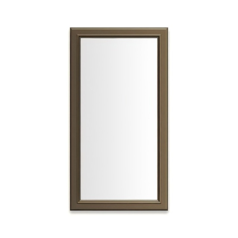 Medicine Cabinet Main Line 16 x 30 Inch 1 Doors Framed Mirror Brushed Bronze Flat Top Bryn Mawr Frame Slow Close Hinges Sliding Magnification Mirror Magnetic Strip Interior Lighting USB Charging ports Electrical Outlets Phone Holder 4 Inch