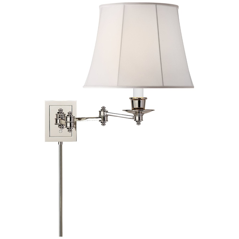 One Light Swing Arm Wall Lamp from the Swing Arm Sconce Collection in Polished Nickel Finish by Visual Comfort Signature