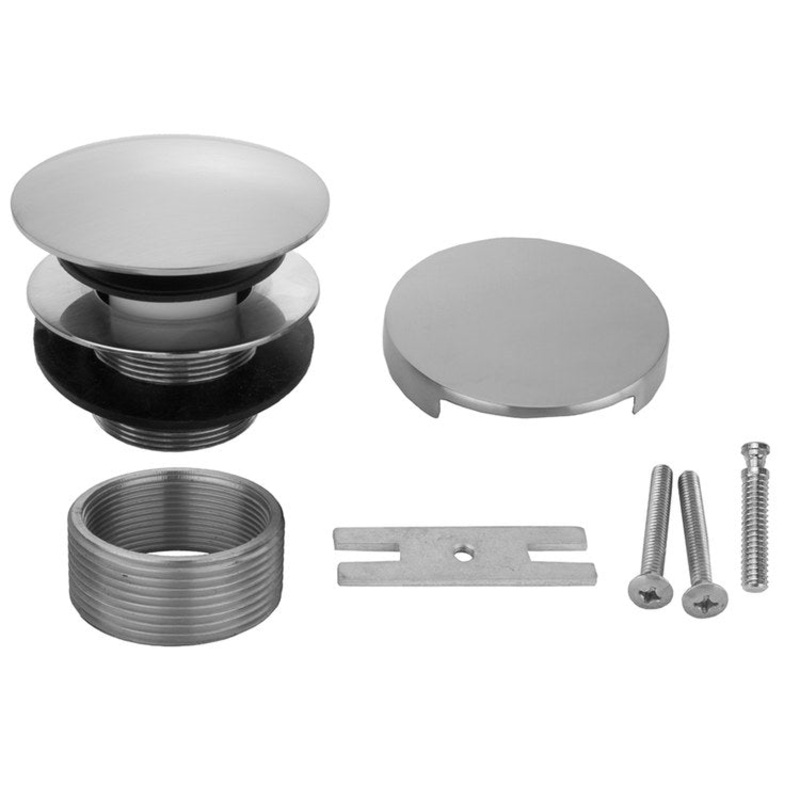 Tub Drain Round Top Toe Control with Round No Hole Faceplate Satin Gold Brass 3-1/4 Inch