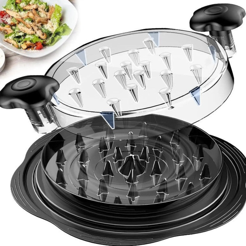 Upgraded Meat Shredder Tool – Rotating Chicken & Pork Puller with Anti-Slip Base & Ergonomic Grips(black)