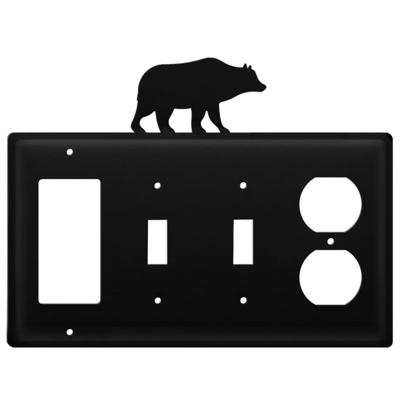 Village Wrought Iron EGSSO-14 Quad Bear Single GFI Double Switch and Single Outlet Cover CUSTOM Product