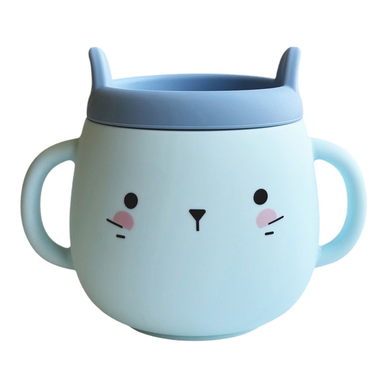 Whisker Wonderland Innovative Hydroponic Cat Grass Growing Mug – Blue | Soil-Free, Digestion & Hairball Aid, Eco-Friendly Silicone, Reusable