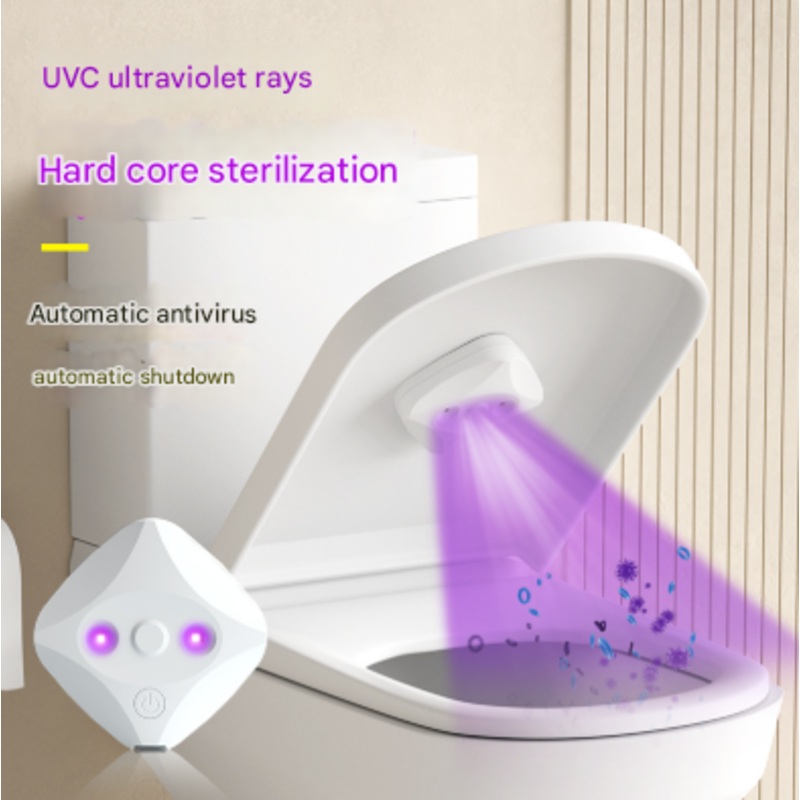 2 Pcs White Automatic UVC Toilet Sanitizer Light – Rechargeable Portable Sterilizer for Bathroom Hygiene