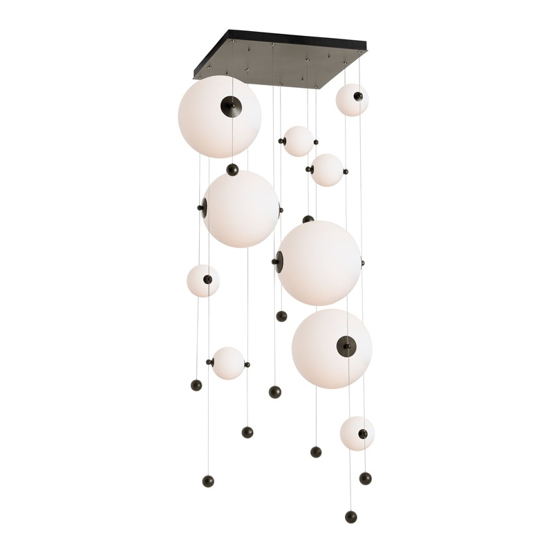 Abacus 10-Light Square LED Pendant Oil Rubbed Bronze Opal Glass (GG)