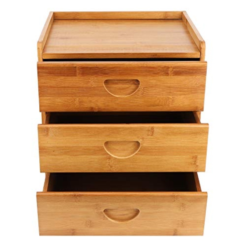 Comodino Bamboo Bedsideside Table Bedstand Bedroom Mobile Bedroom Organizer con 3 Cassetti