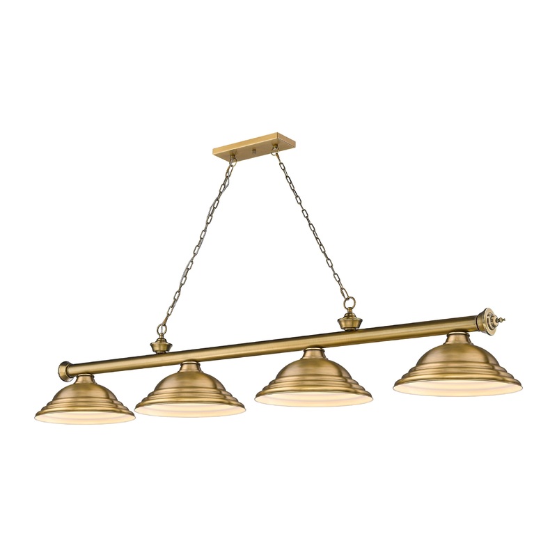 Cordon 4-Light Billiard Rubbed Brass Dome Rubbed Brass Steel
