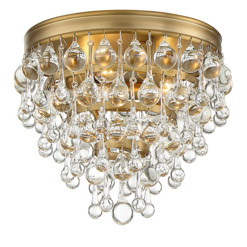 Crystorama 135-VG Calypso Three Light Flush Mount Vibrant Gold