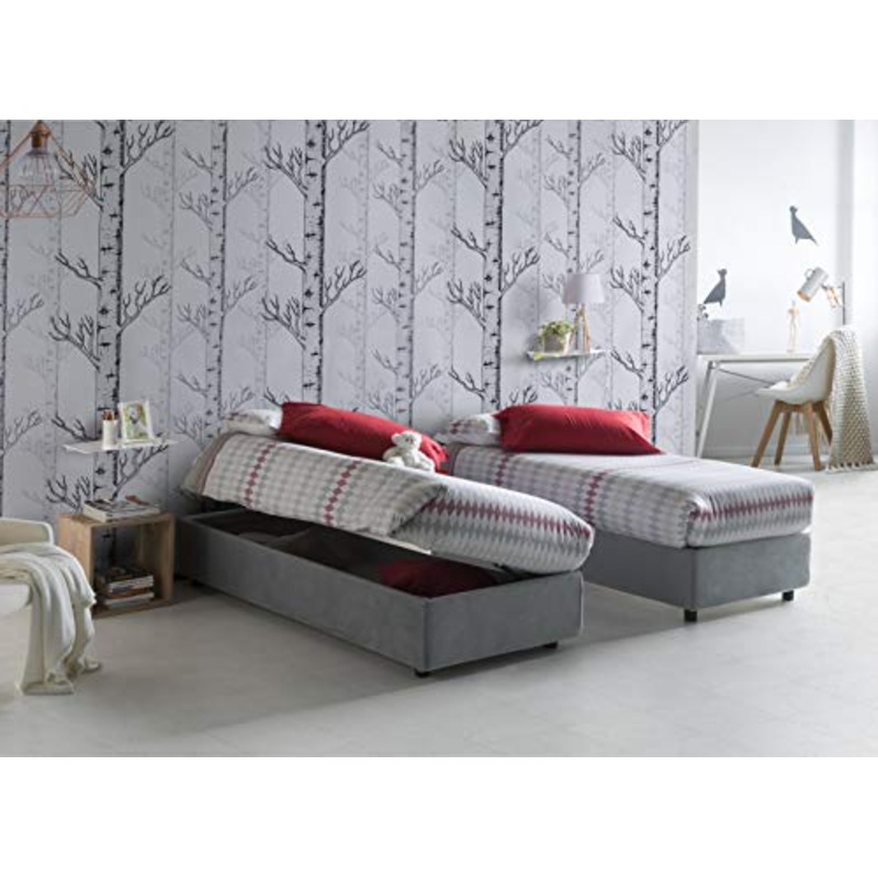 Dmora Talamo Italia Letto Contenitore, Adatto Per Materasso cm 120×190, Grigio