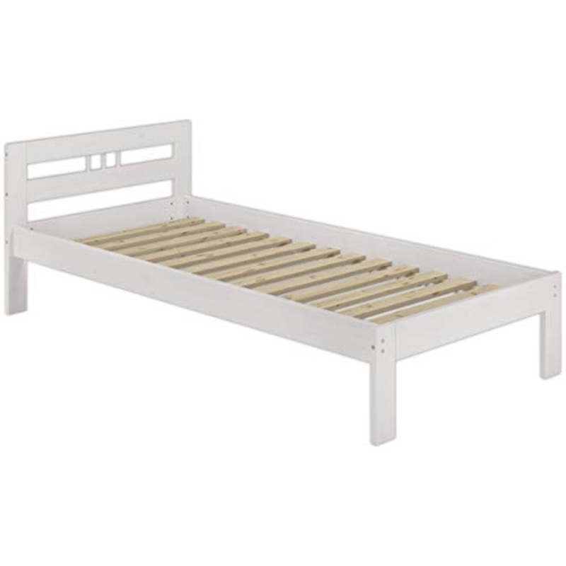 Erst-Holz Solido Elegante Letto Bianco in Pino massello 90×200 con doghe rigide 60.64-09W