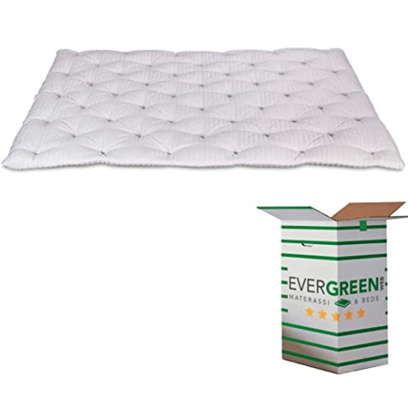 Evergreenweb – Correttore Materasso in Lattice Matrimoniale 160×190 Alto 7 cm, Topper Letto, Coprimaterasso Imbottitura Fiocco 100% Effetto Piuma Morbido, Futon Ortopedico, Fodera Antiacaro LATEXMED