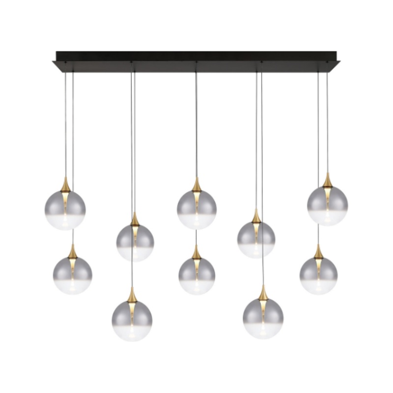 Iissa 10-Light 47″ Chandelier Gold Smoked Glass