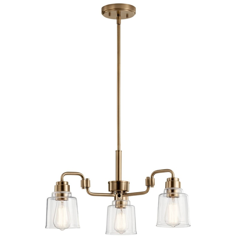 Kichler 52397WBR Three Light Chandelier, Weathered Brass