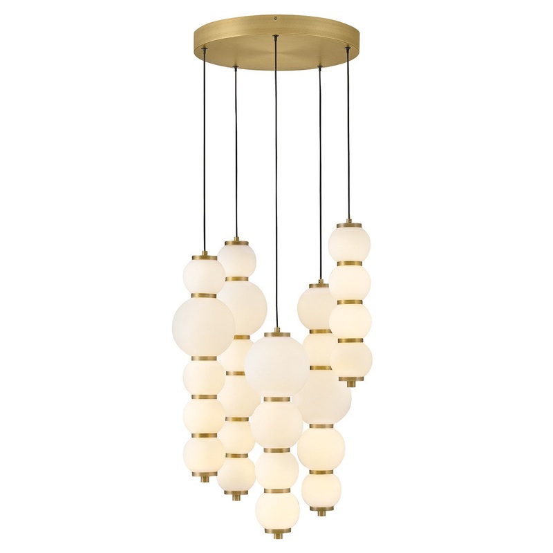 LED Chandelier from the Trigo Collection in Lacquered Brass Finish by Hinkley