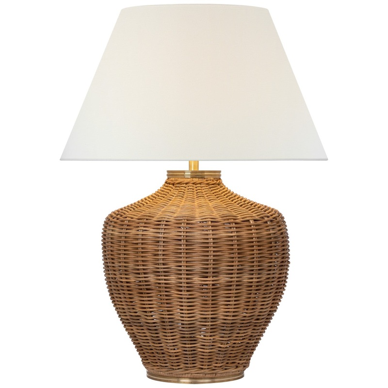 LED Table Lamp from the Evie Collection in Natural Wicker Finish by Visual Comfort Signature
