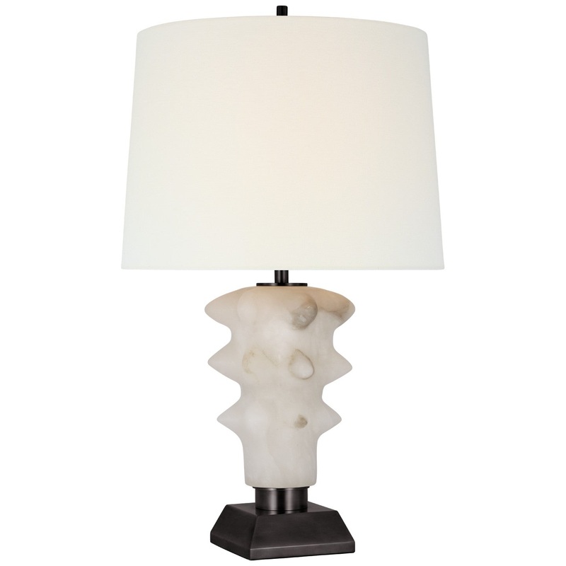 LED Table Lamp from the Luxor Collection in Alabaster And Bronze Finish by Visual Comfort Signature