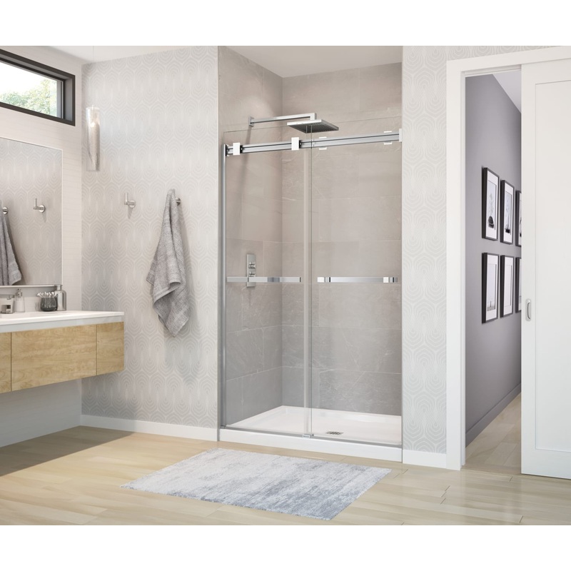 MAAX 136272-900-280-000 Duel 56-58  x 70 -74 in. 8 mm Bypass Shower Door for Alcove Installation with Clear glass in Chrome & Matte White