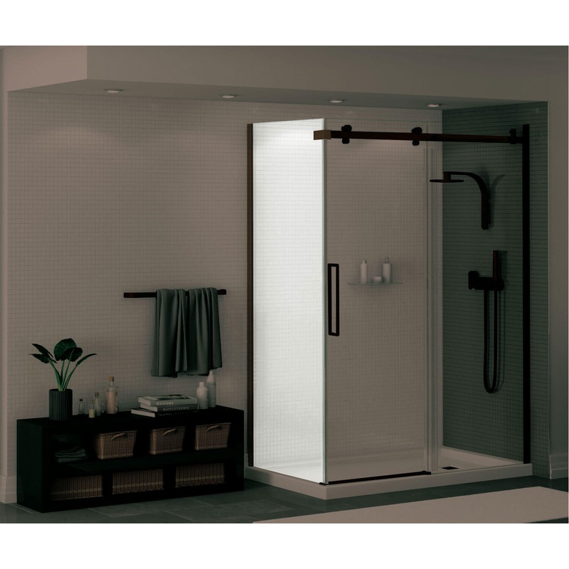 MAAX 139393-900-173-000 Halo Return Panel for 30 in. Base with Clear glass in Dark Bronze