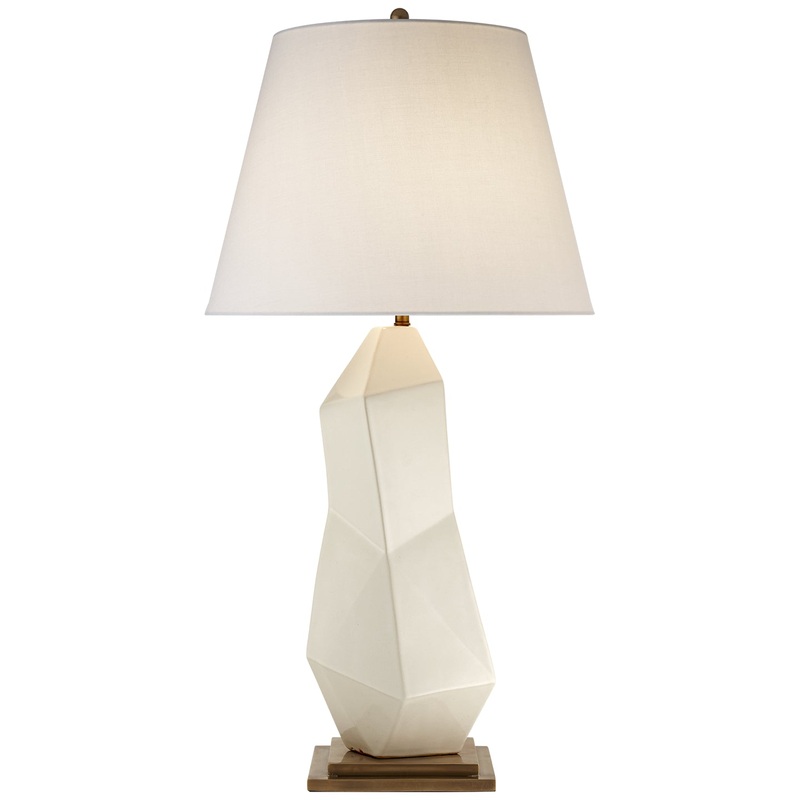 One Light Table Lamp from the Bayliss Collection in White Leather Ceramic Finish by Visual Comfort Signature