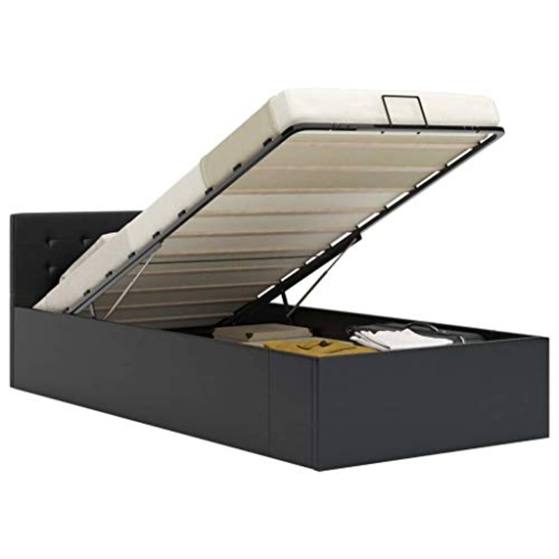 SKM Giroletto con Contenitore Idraulico Nero Similpelle 90x200cm