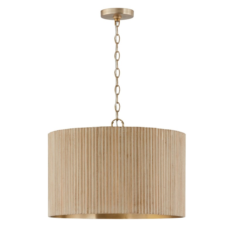 Three Light Pendant from the Donovan Collection in White Wash and Matte Brass Finish by Capital Lighting