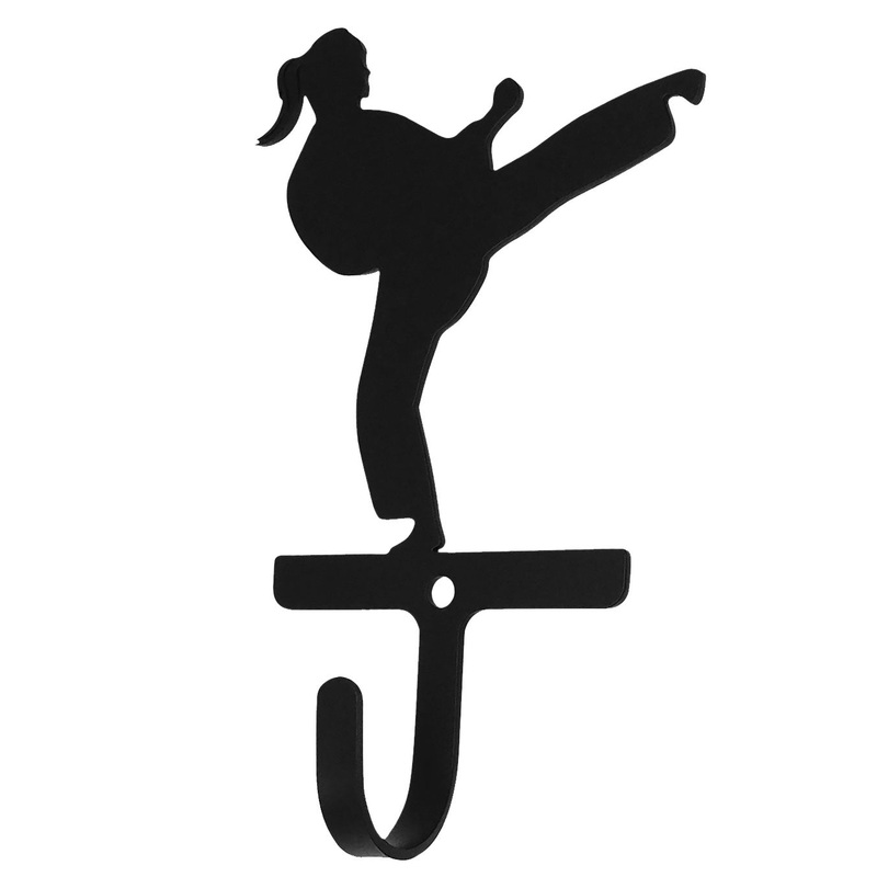 Village Wrought Iron WH-376-S Karate Woman Girl Wall Hook Small