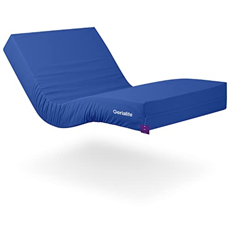 Gerialife Materasso geriatrico per ospedale articolato | 15 cm di schiuma HR | Copertura sanitaria impermeabile (90×190)