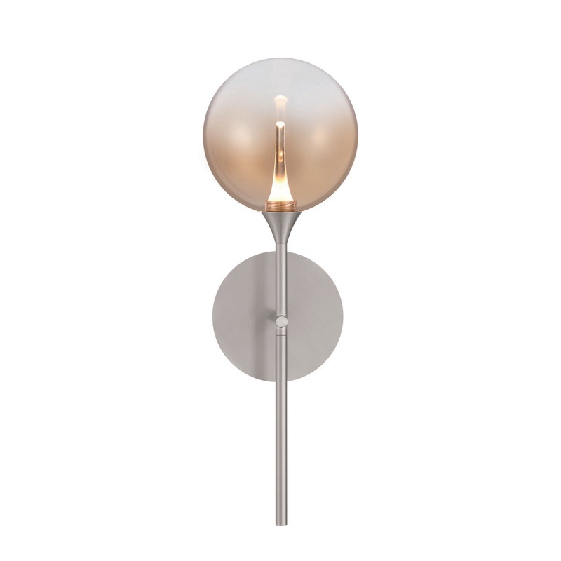 Iissa 19″ Wall Sconce Nickel Amber Glass