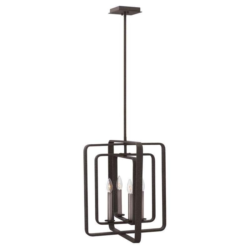 LED Foyer Pendant from the Quentin Collection in Aged Zinc Finish by Hinkley